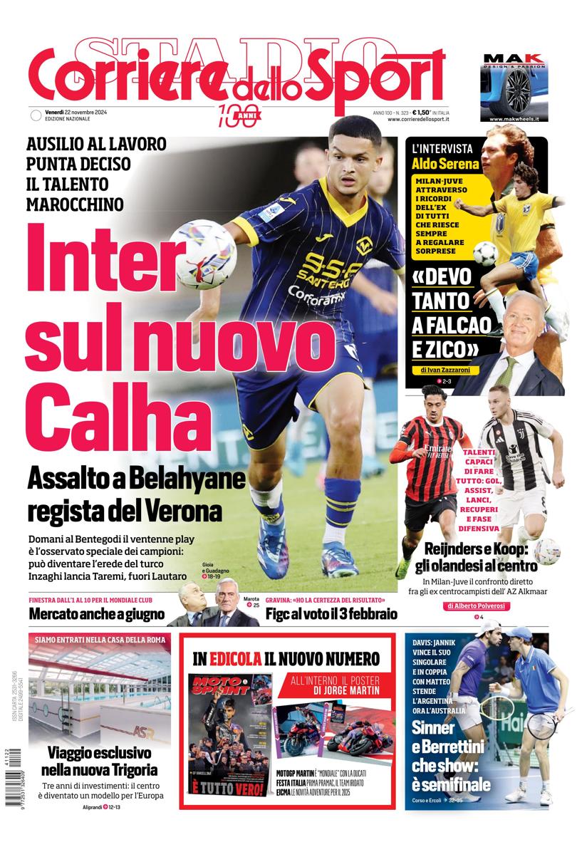 Prima-pagina-corriere-dello-sport-edizione-di-oggi-22-11-2024