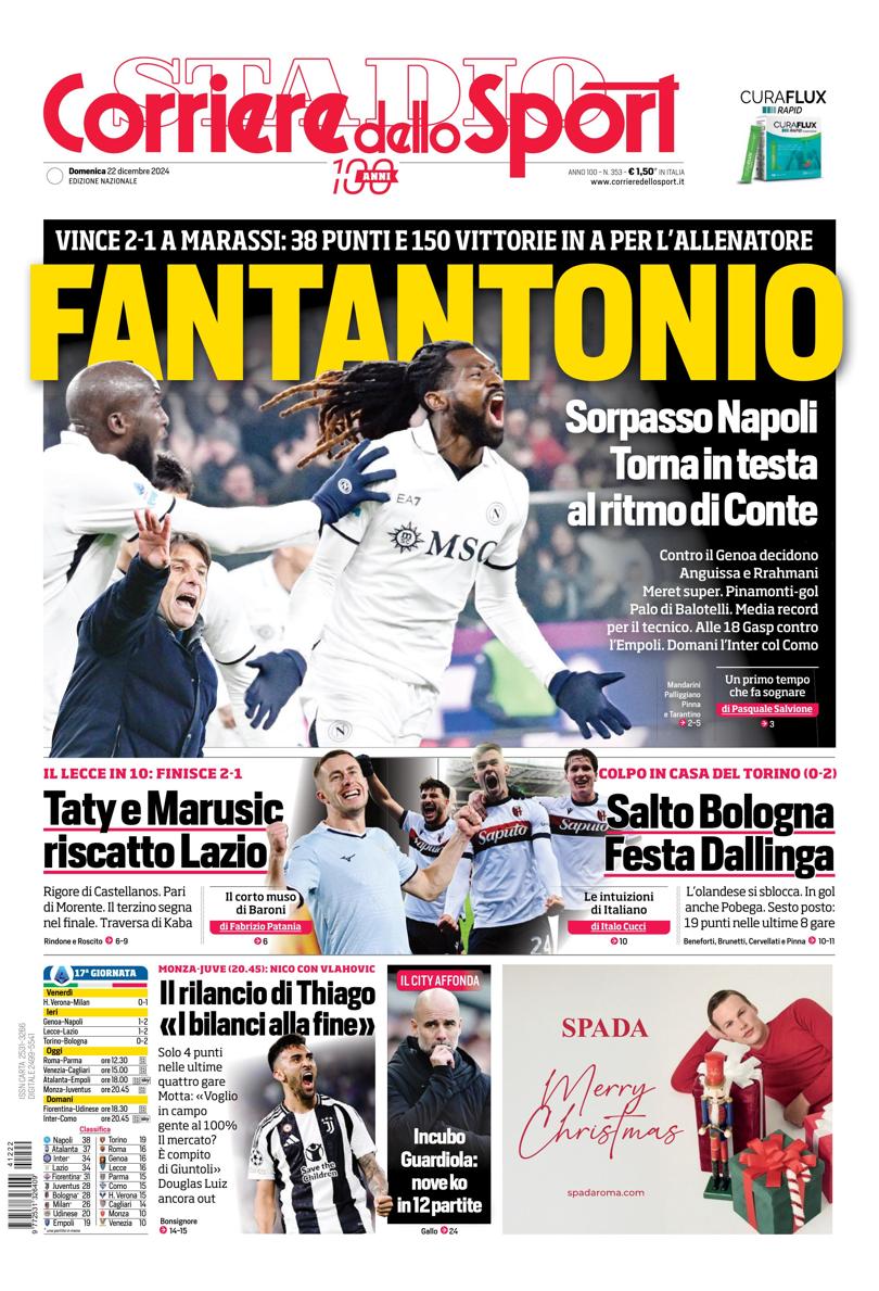 Prima-pagina-corriere-dello-sport-edizione-di-oggi-22-12-2024