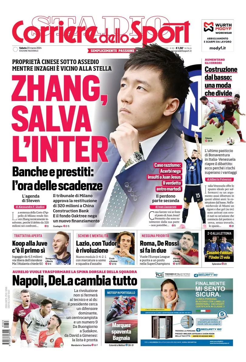 Prima-pagina-corriere-dello-sport-edizione-di-oggi-23-03-2024