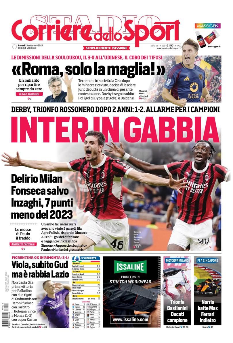 Prima-pagina-corriere-dello-sport-edizione-di-oggi-23-09-2024