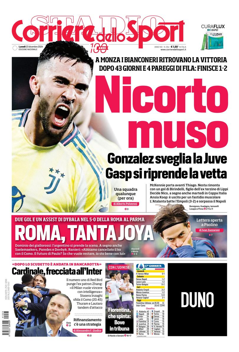 Prima-pagina-corriere-dello-sport-edizione-di-oggi-23-12-2024