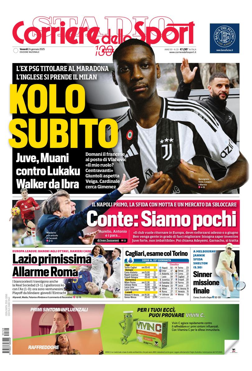 Prima-pagina-corriere-dello-sport-edizione-di-oggi-24-01-2025