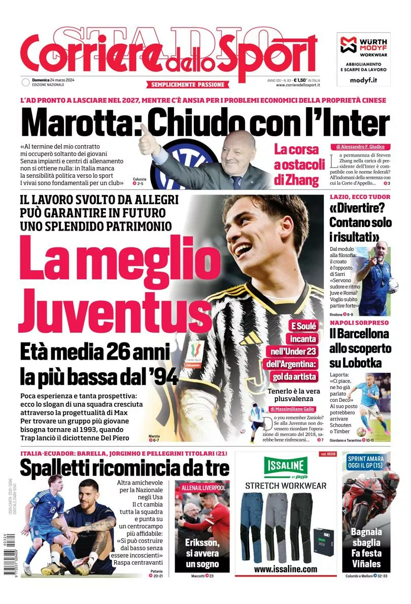 Prima-pagina-corriere-dello-sport-edizione-di-oggi-24-03-2024