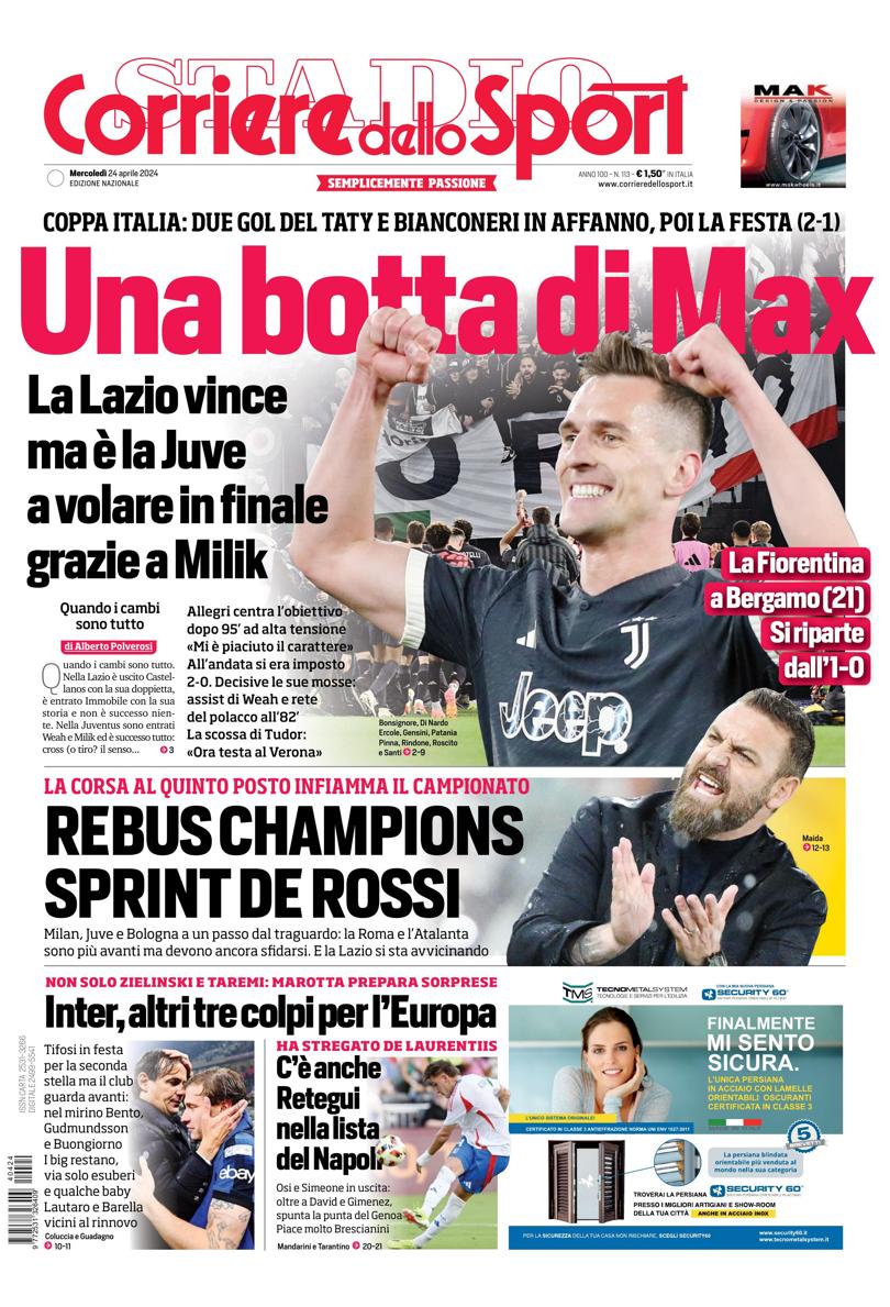 Prima-pagina-corriere-dello-sport-edizione-di-oggi-24-04-2024