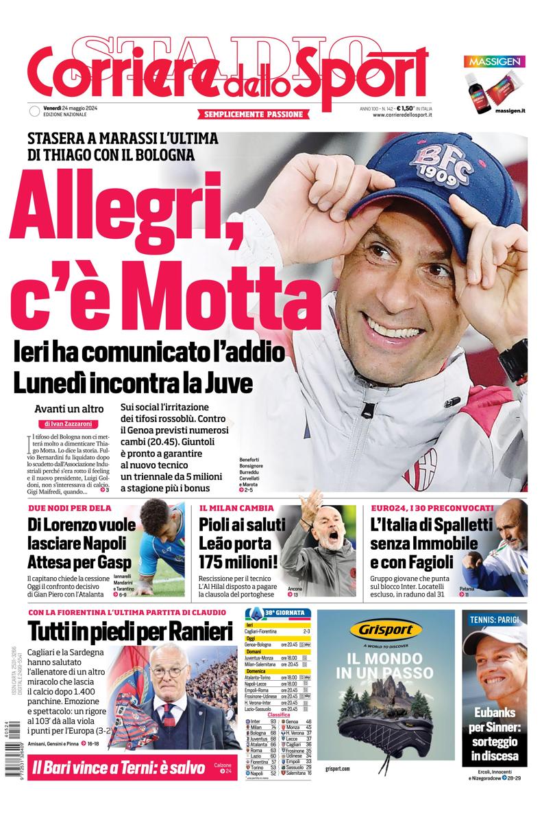 Prima-pagina-corriere-dello-sport-edizione-di-oggi-24-05-2024