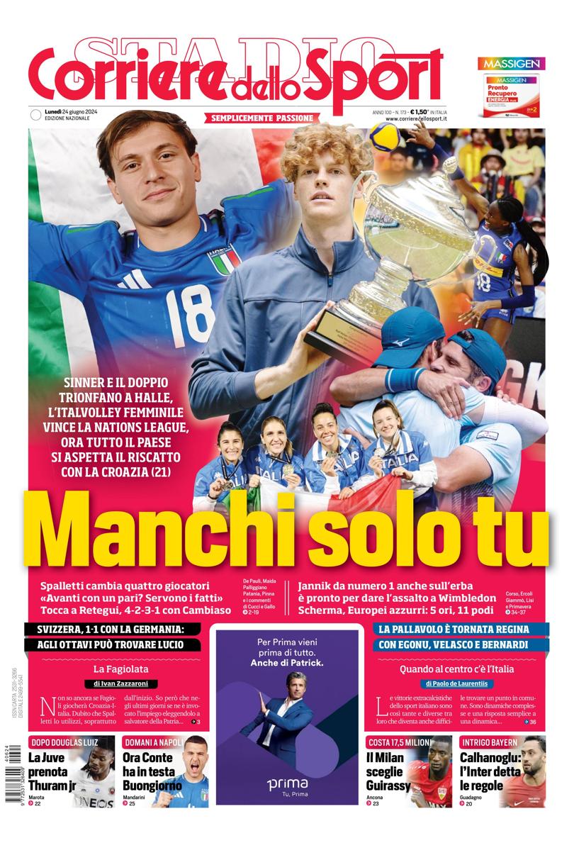 Prima-pagina-corriere-dello-sport-edizione-di-oggi-24-06-2024