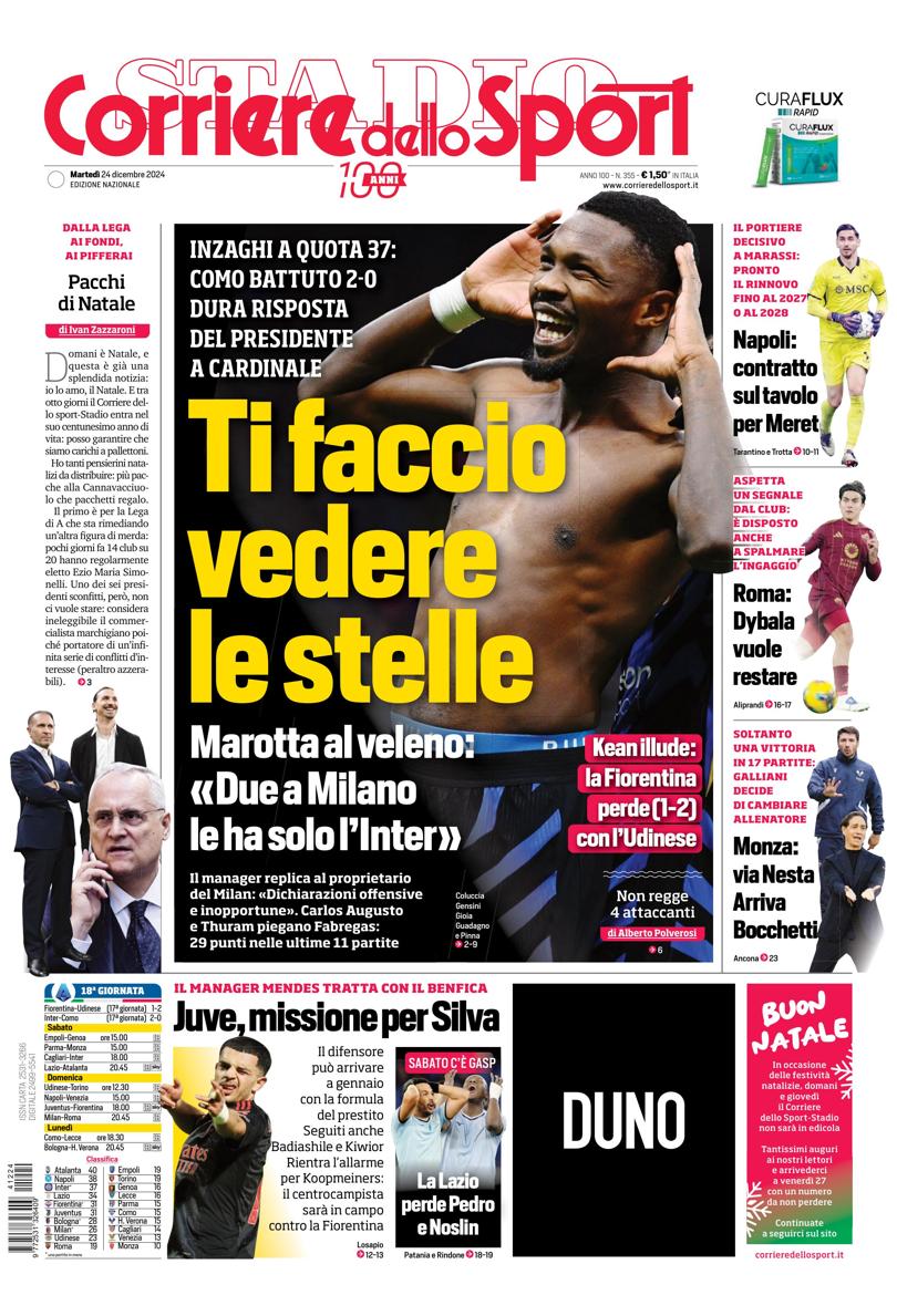 Prima-pagina-corriere-dello-sport-edizione-di-oggi-24-12-2024