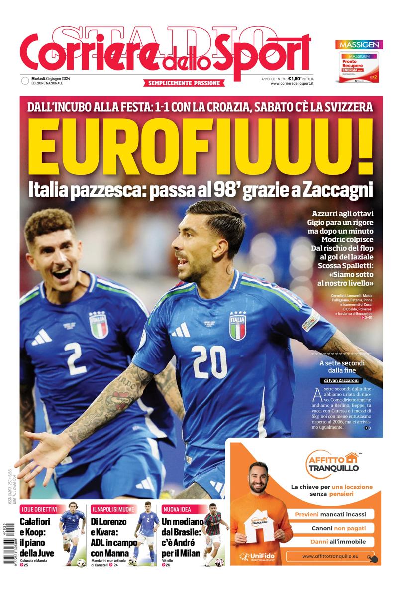 Prima-pagina-corriere-dello-sport-edizione-di-oggi-25-06-2024