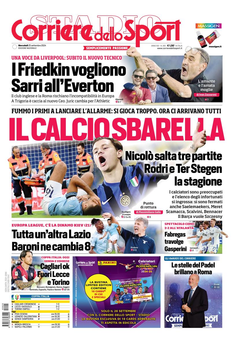 Prima-pagina-corriere-dello-sport-edizione-di-oggi-25-09-2024