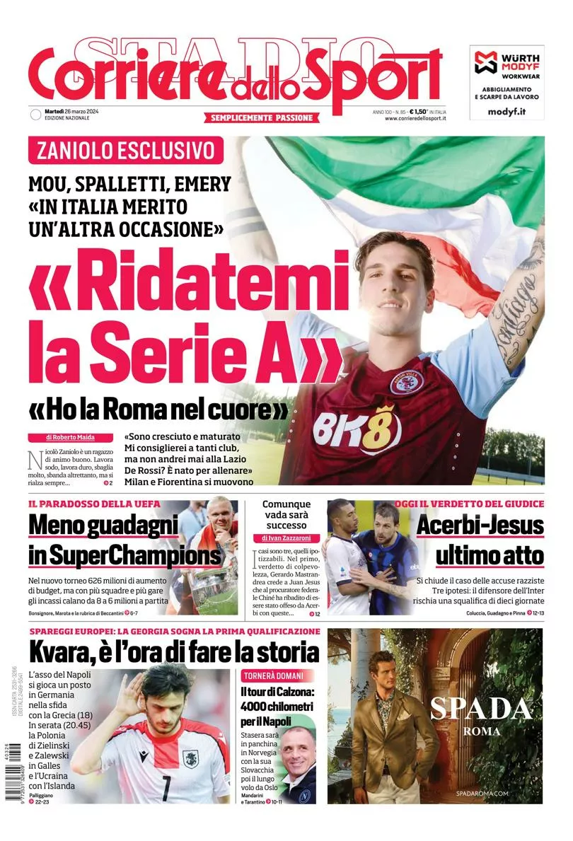 Prima-pagina-corriere-dello-sport-edizione-di-oggi-26-03-2024