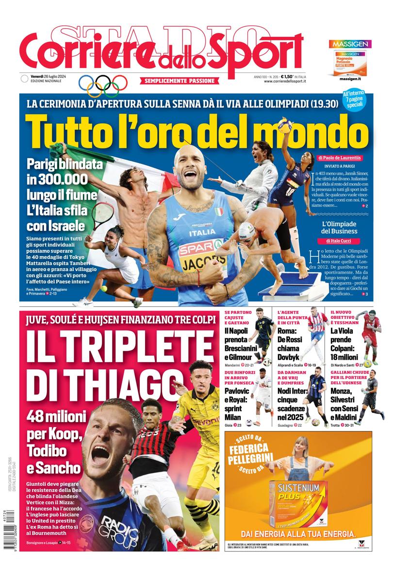 Prima-pagina-corriere-dello-sport-edizione-di-oggi-26-07-2024
