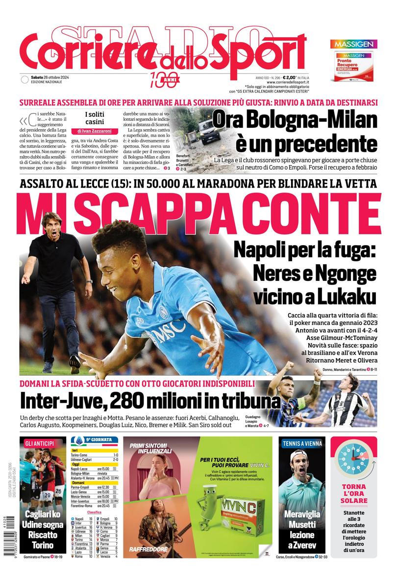 Prima-pagina-corriere-dello-sport-edizione-di-oggi-26-10-2024