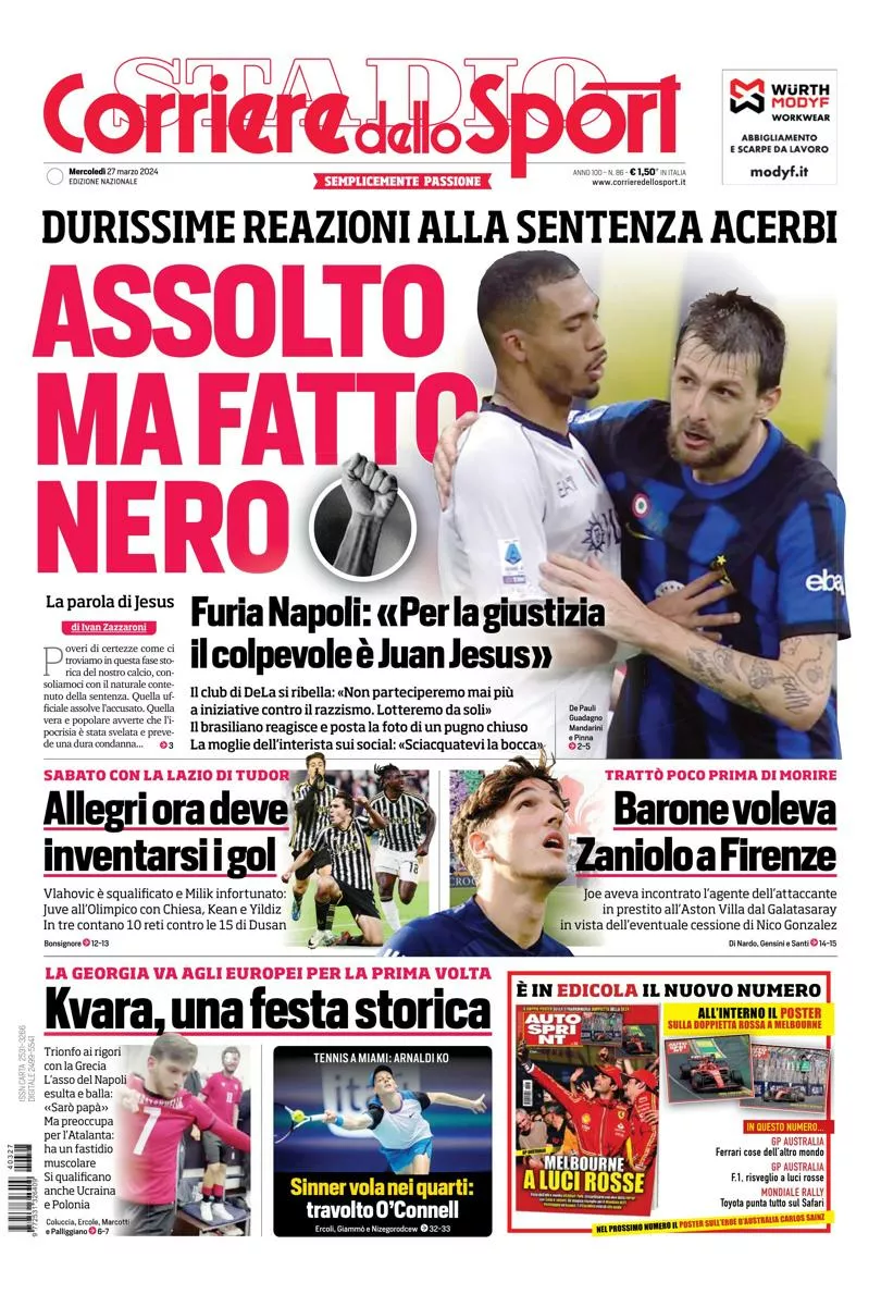 Prima-pagina-corriere-dello-sport-edizione-di-oggi-27-03-2024