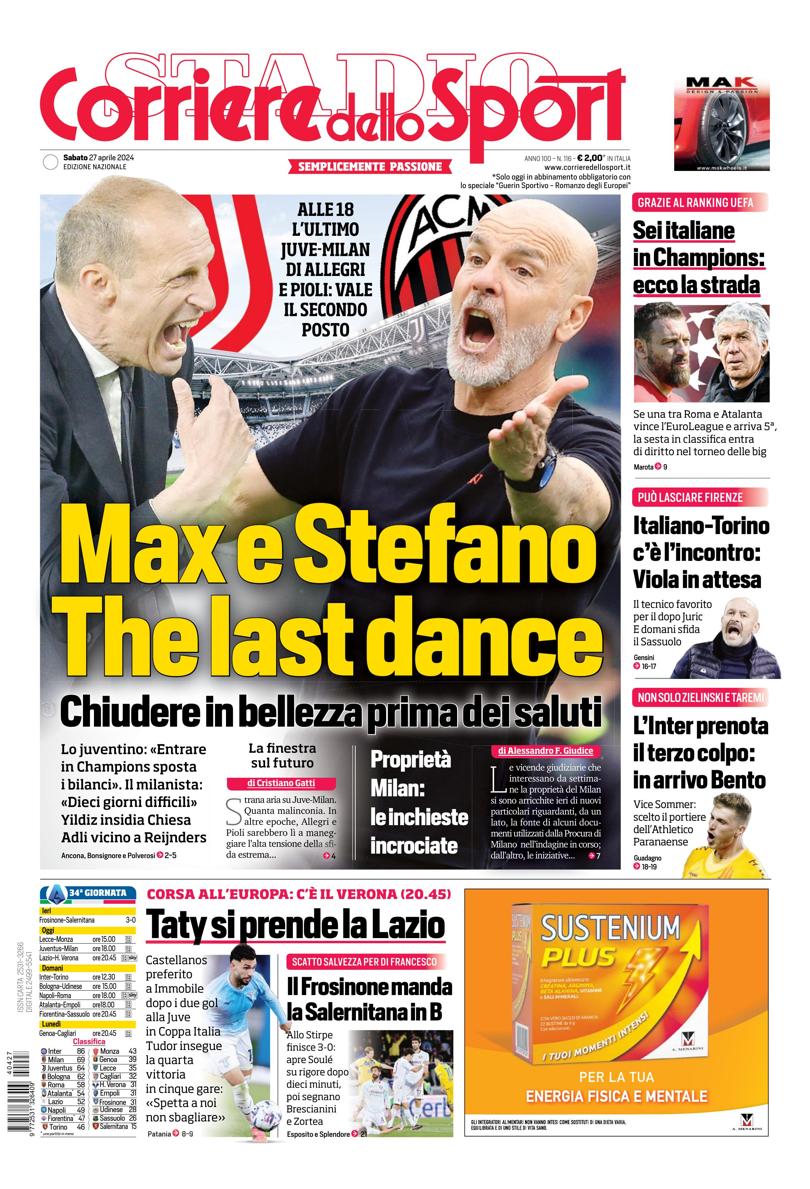 Prima-pagina-corriere-dello-sport-edizione-di-oggi-27-04-2024