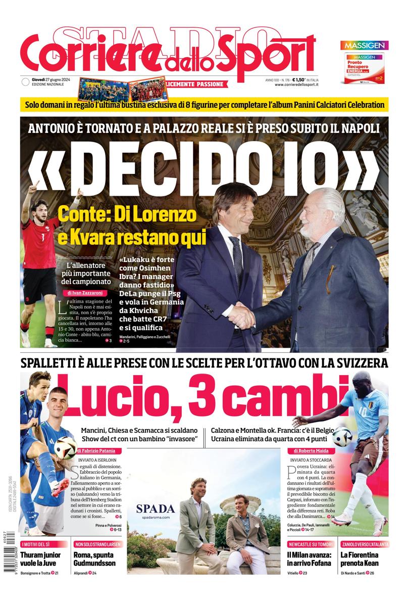 Prima-pagina-corriere-dello-sport-edizione-di-oggi-27-06-2024