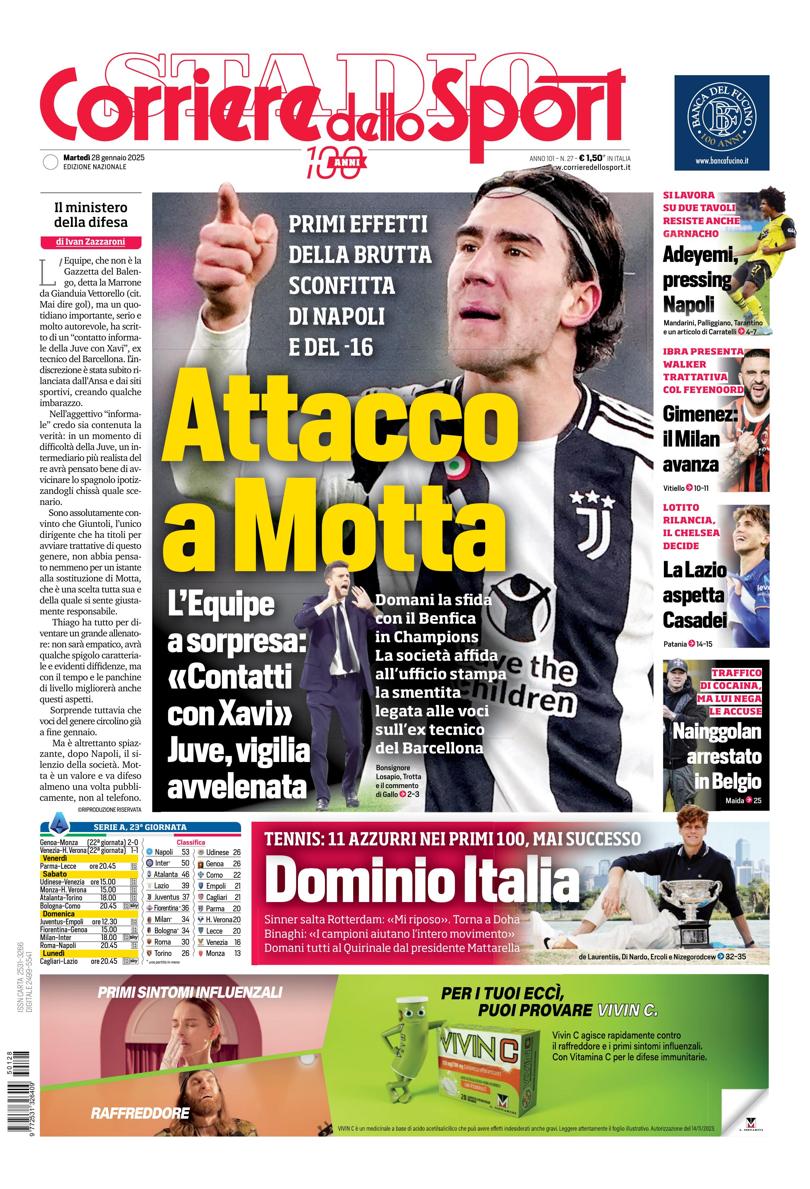 Prima-pagina-corriere-dello-sport-edizione-di-oggi-28-01-2025