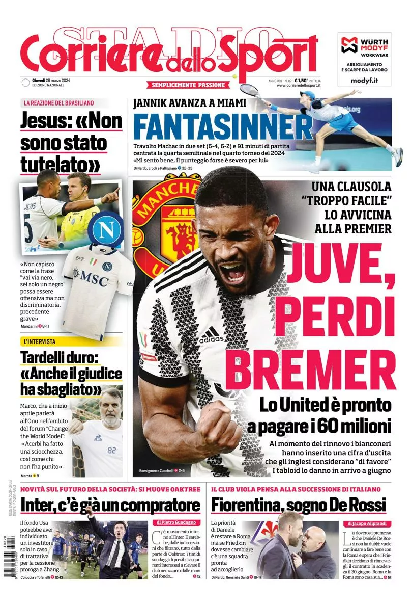 Prima-pagina-corriere-dello-sport-edizione-di-oggi-28-03-2024