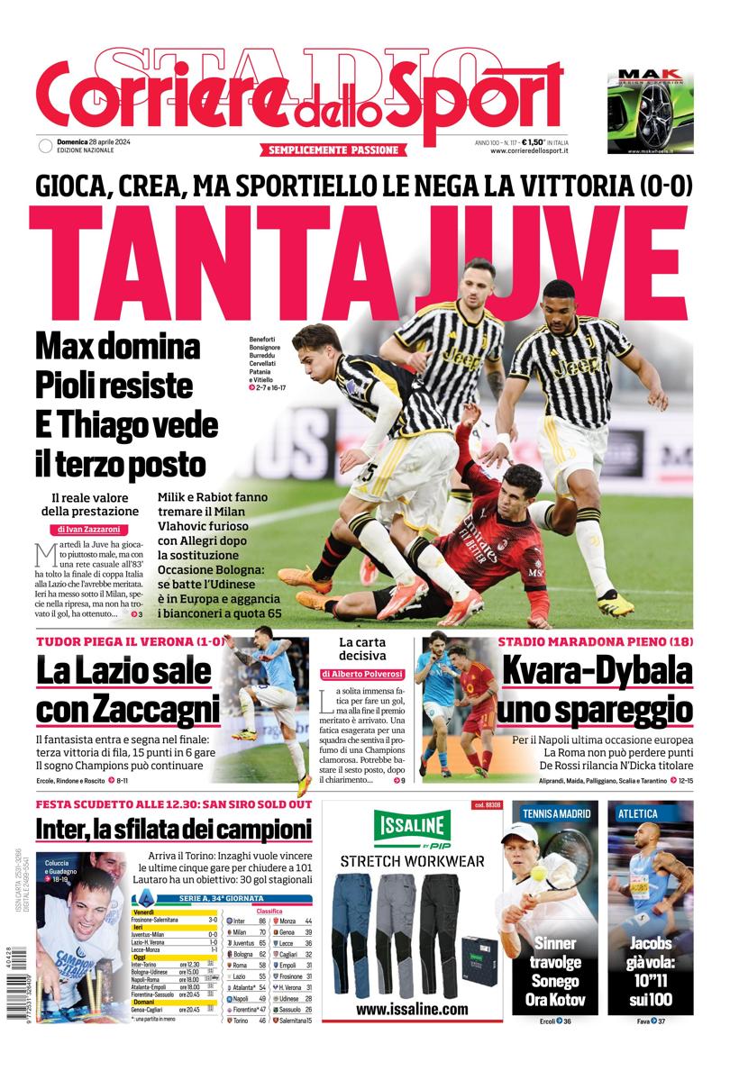 Prima-pagina-corriere-dello-sport-edizione-di-oggi-28-04-2024