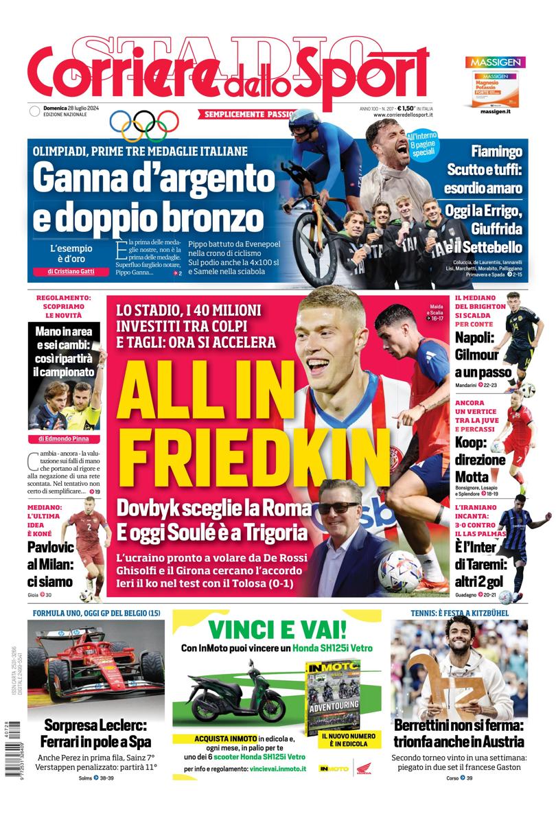 Prima-pagina-corriere-dello-sport-edizione-di-oggi-28-07-2024