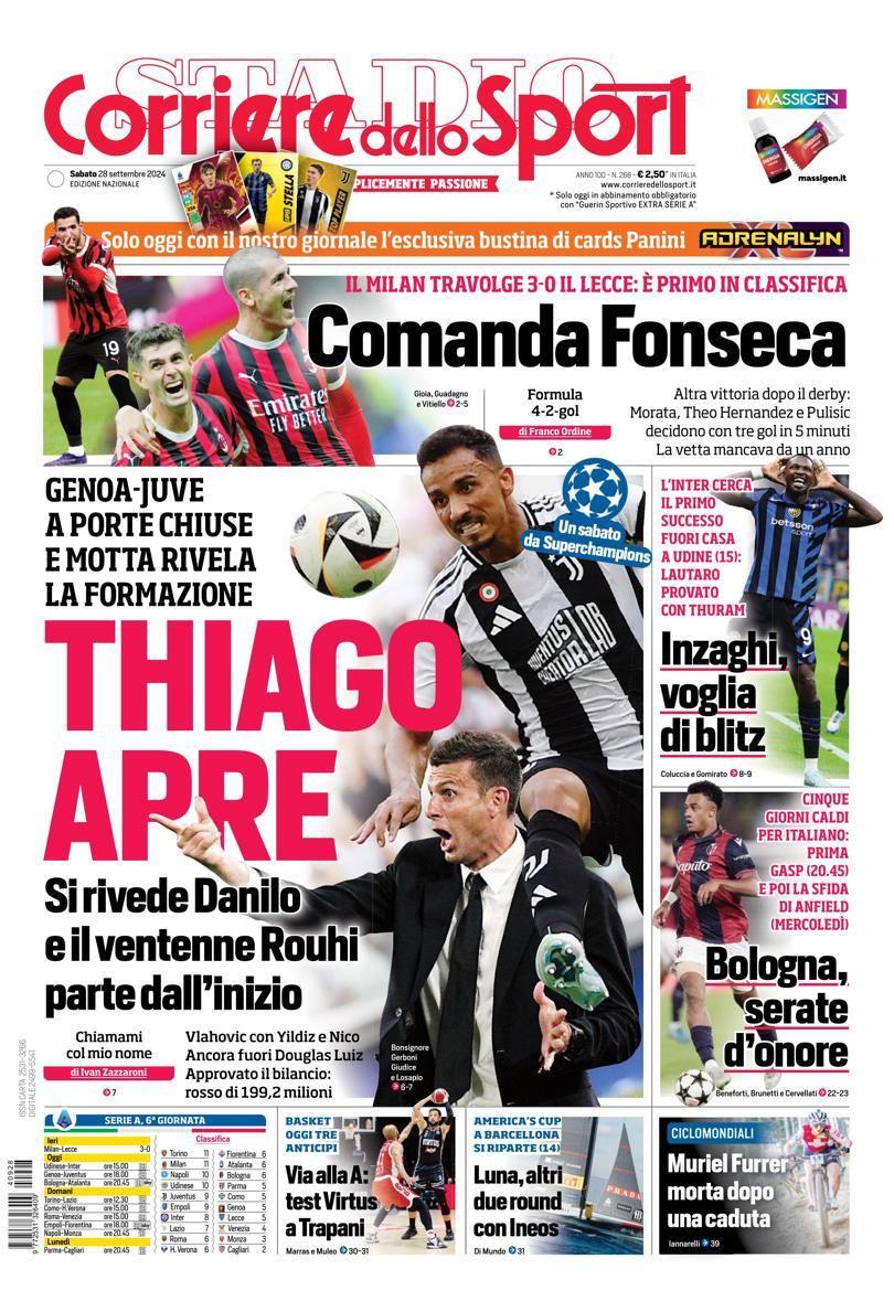 Prima-pagina-corriere-dello-sport-edizione-di-oggi-28-09-2024