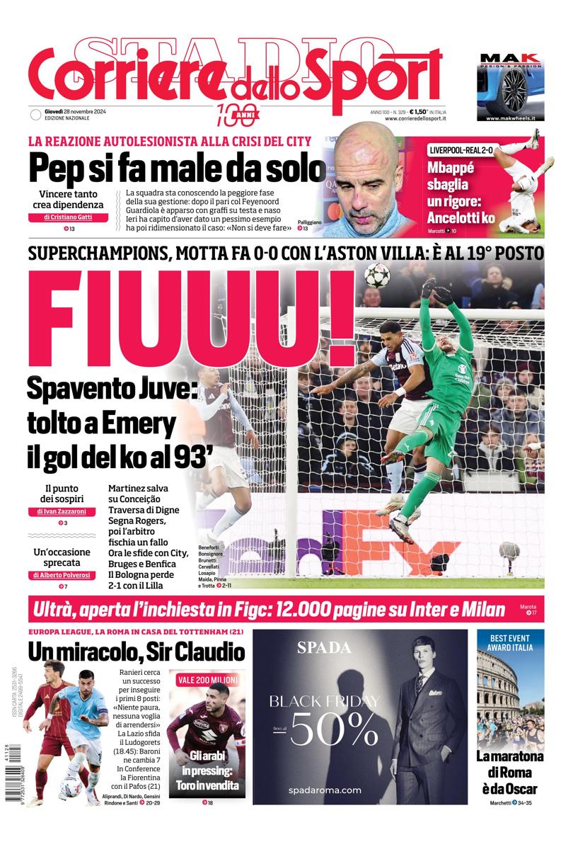 Prima-pagina-corriere-dello-sport-edizione-di-oggi-28-11-2024