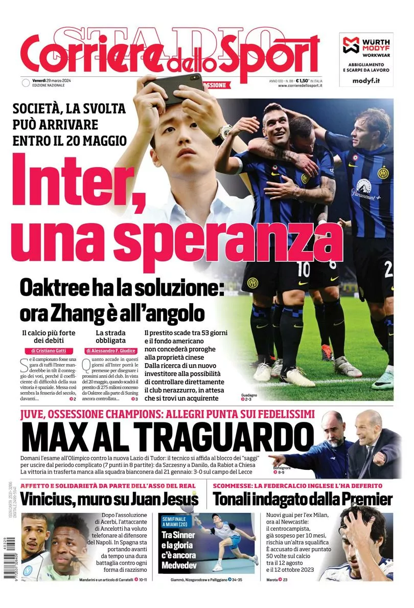 Prima-pagina-corriere-dello-sport-edizione-di-oggi-29-03-2024