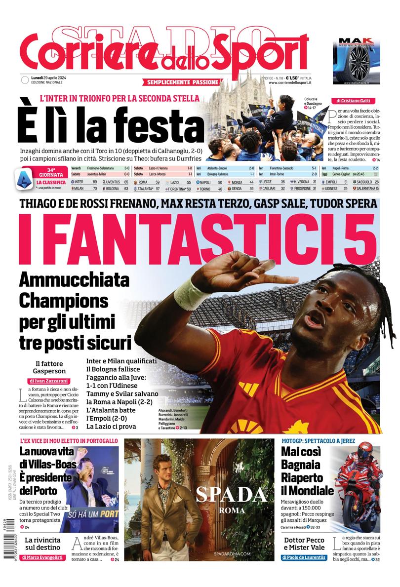 Prima-pagina-corriere-dello-sport-edizione-di-oggi-29-04-2024