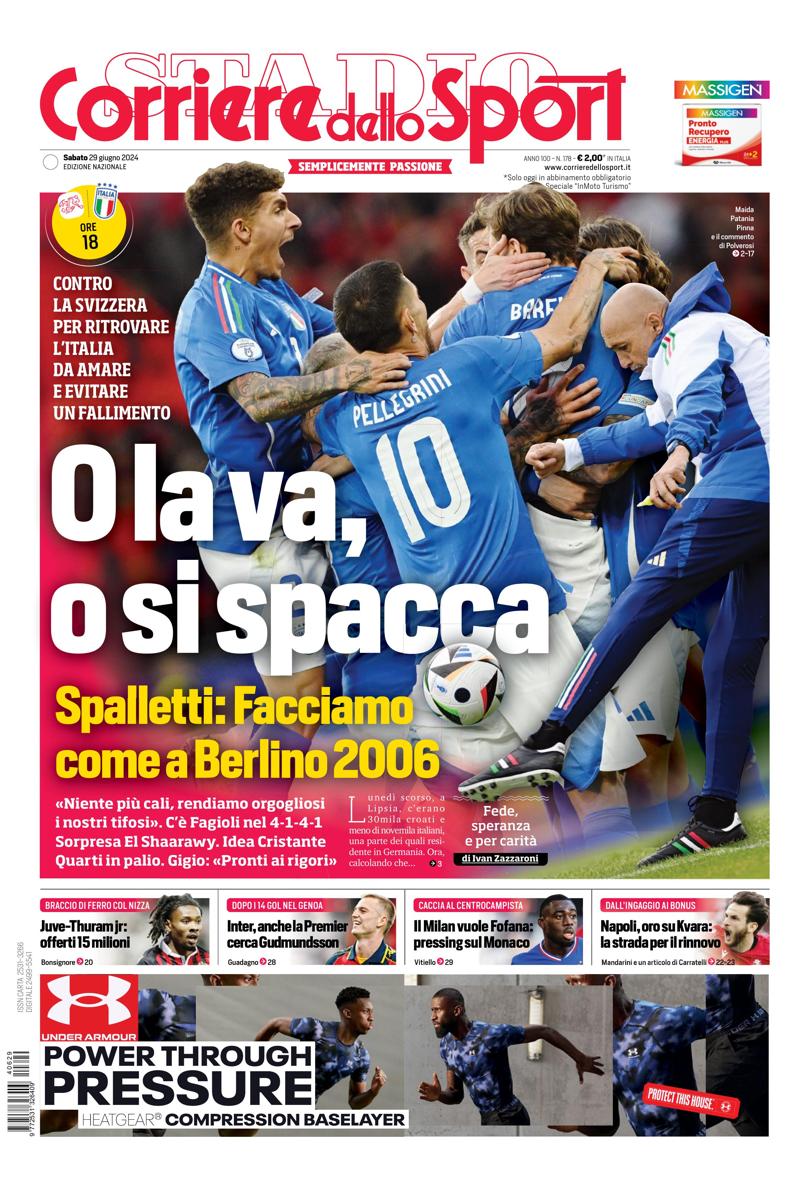 Prima-pagina-corriere-dello-sport-edizione-di-oggi-29-06-2024