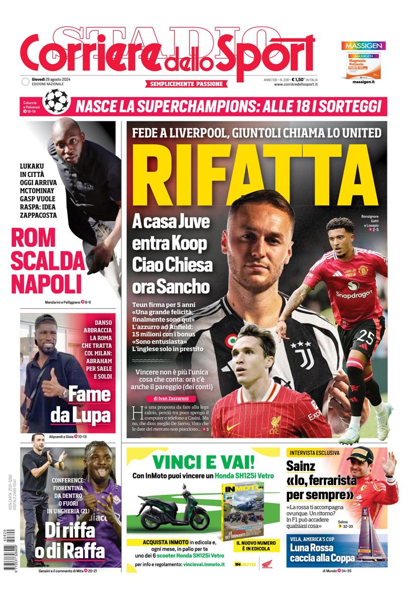 Prima-pagina-corriere-dello-sport-edizione-di-oggi-29-08-2024