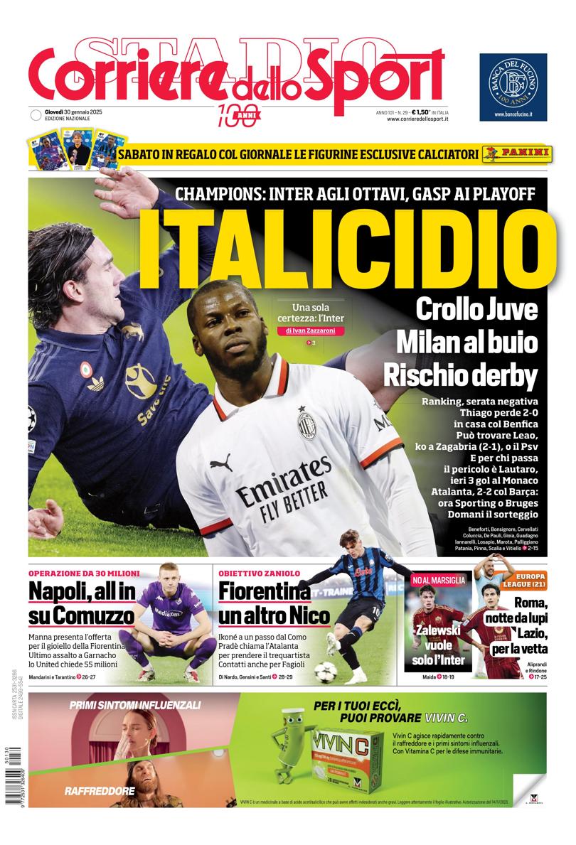 Prima-pagina-corriere-dello-sport-edizione-di-oggi-30-01-2025