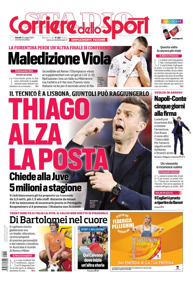 Prima-pagina-corriere-dello-sport-edizione-di-oggi-30-05-2024