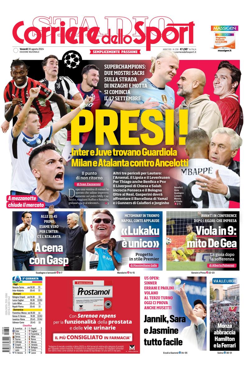 Prima-pagina-corriere-dello-sport-edizione-di-oggi-30-08-2024