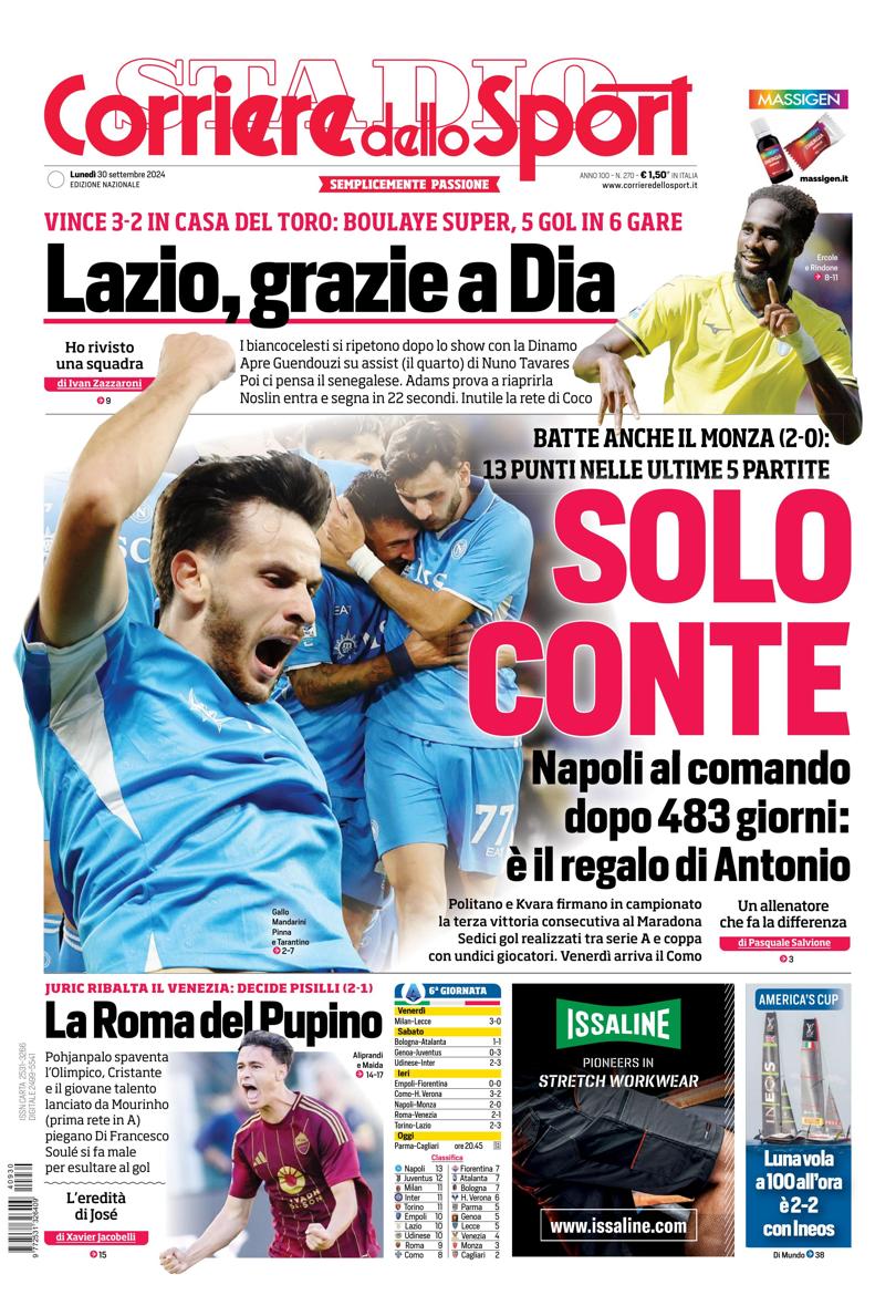 Prima-pagina-corriere-dello-sport-edizione-di-oggi-30-09-2024