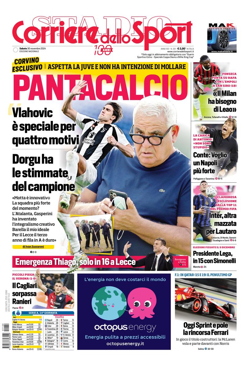 Prima-pagina-corriere-dello-sport-edizione-di-oggi-30-11-2024