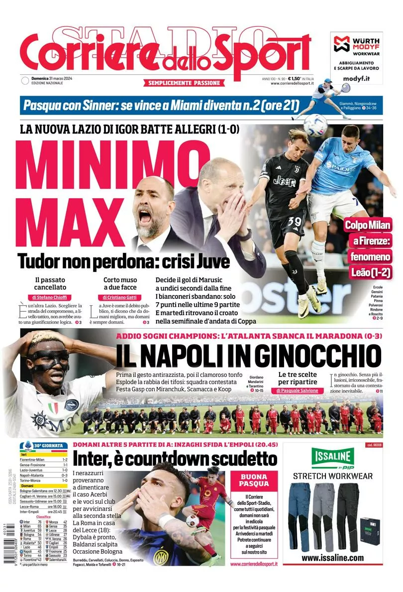 Prima-pagina-corriere-dello-sport-edizione-di-oggi-31-03-2024