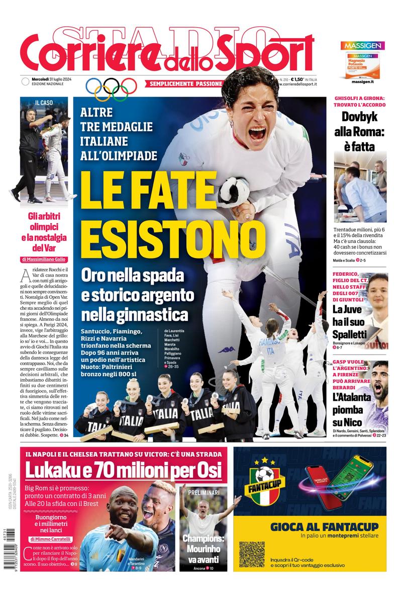 Prima-pagina-corriere-dello-sport-edizione-di-oggi-31-07-2024