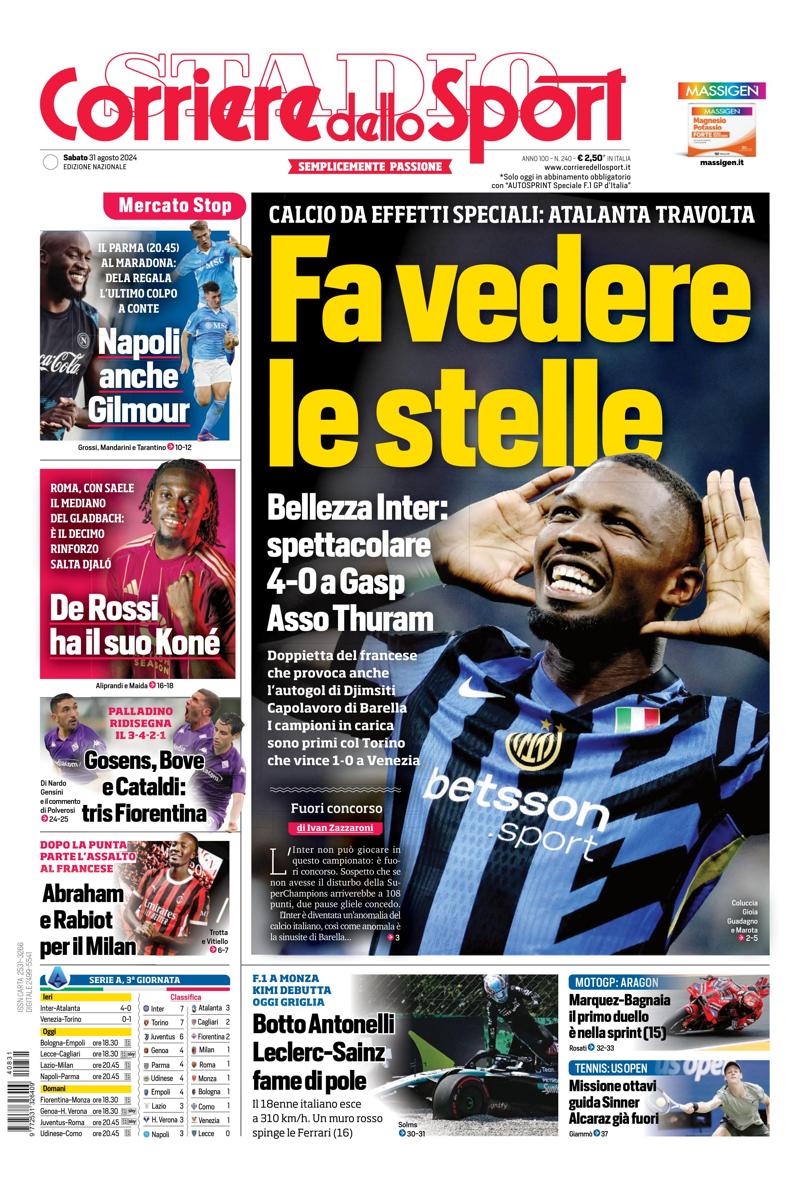 Prima-pagina-corriere-dello-sport-edizione-di-oggi-31-08-2024