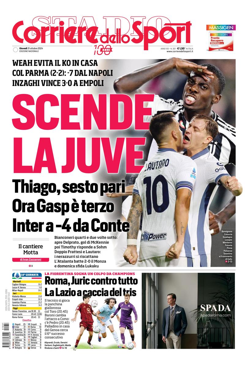 Prima-pagina-corriere-dello-sport-edizione-di-oggi-31-10-2024