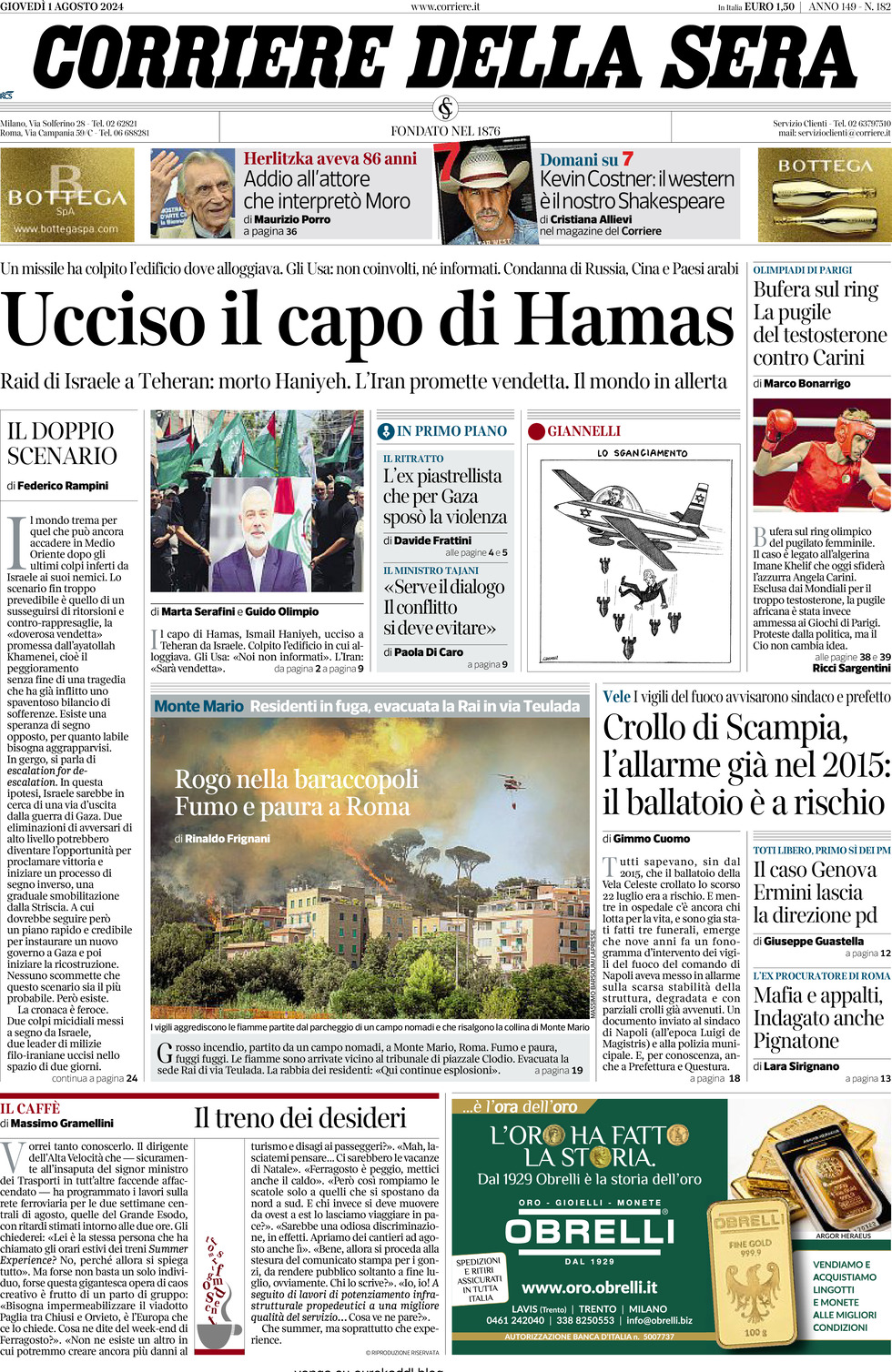 Prima-pagina-del-corriere-della-sera-edizione-di-oggi-01-08-2024