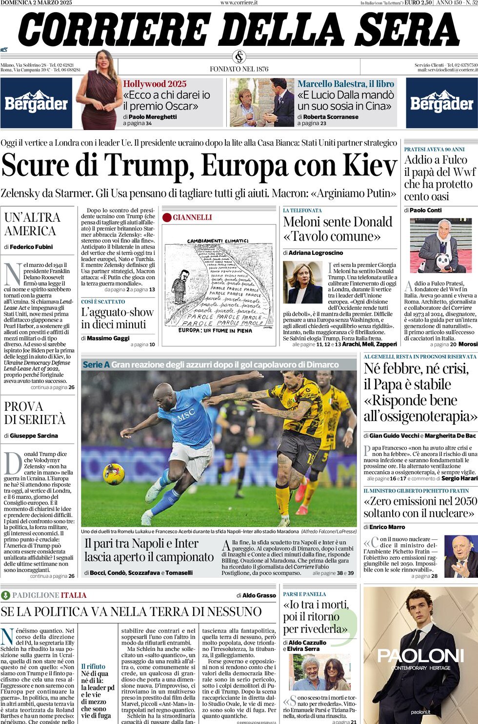 Prima-pagina-del-corriere-della-sera-edizione-di-oggi-02-03-2025