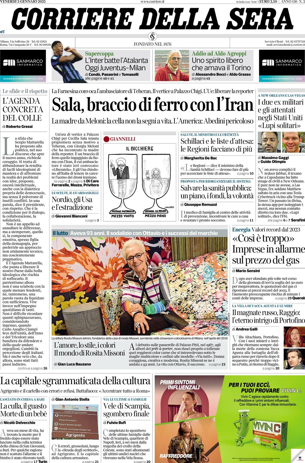 Prima-pagina-del-corriere-della-sera-edizione-di-oggi-03-01-2025