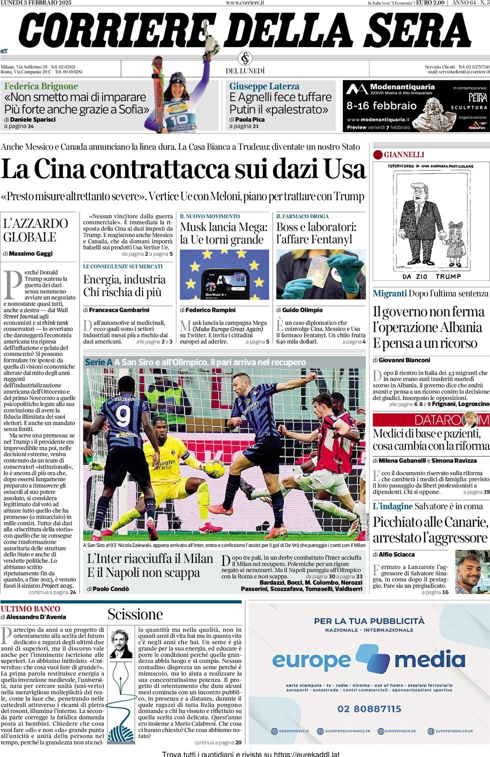 Prima-pagina-del-corriere-della-sera-edizione-di-oggi-03-02-2025