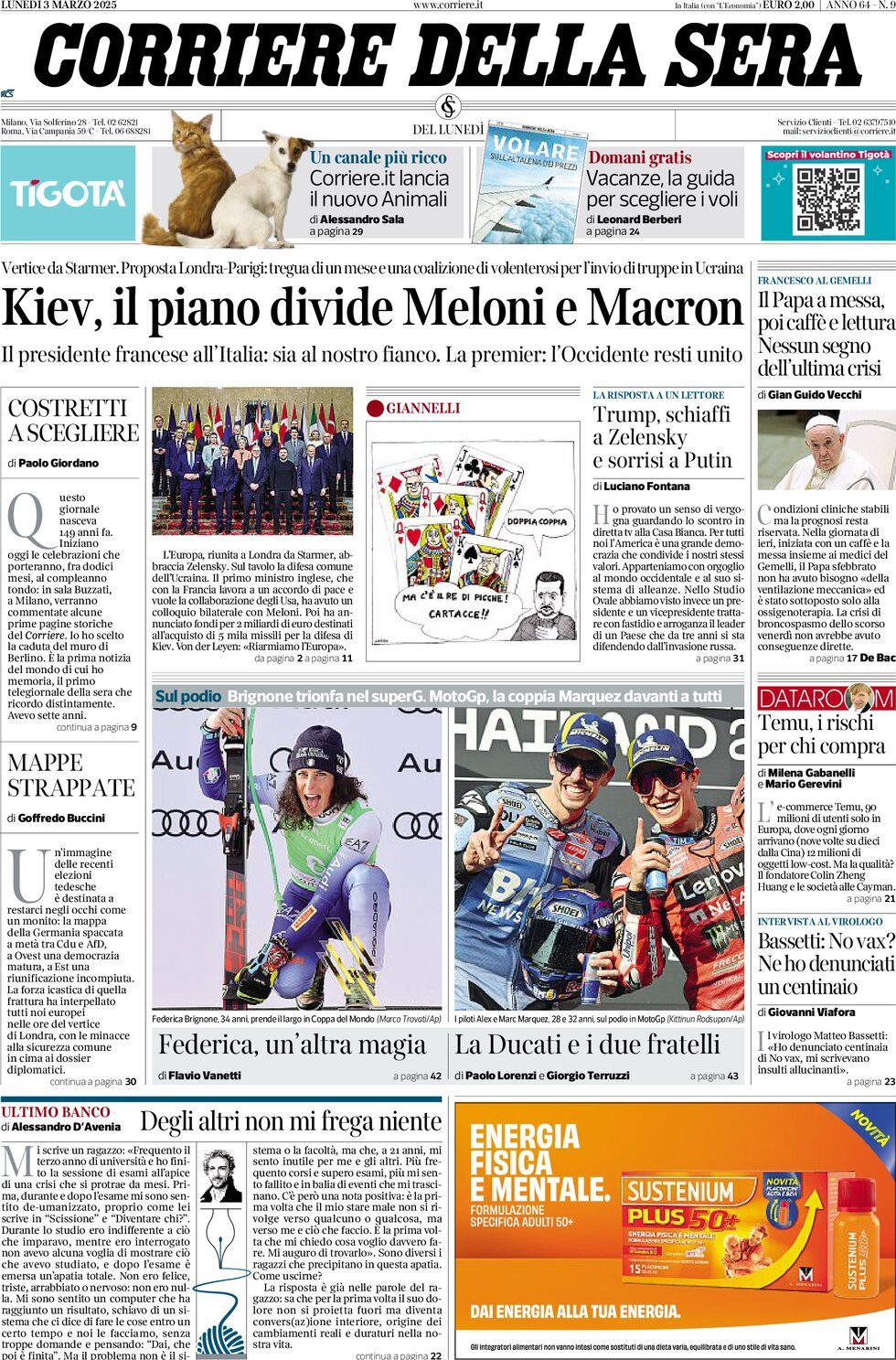 Prima-pagina-del-corriere-della-sera-edizione-di-oggi-03-03-2025