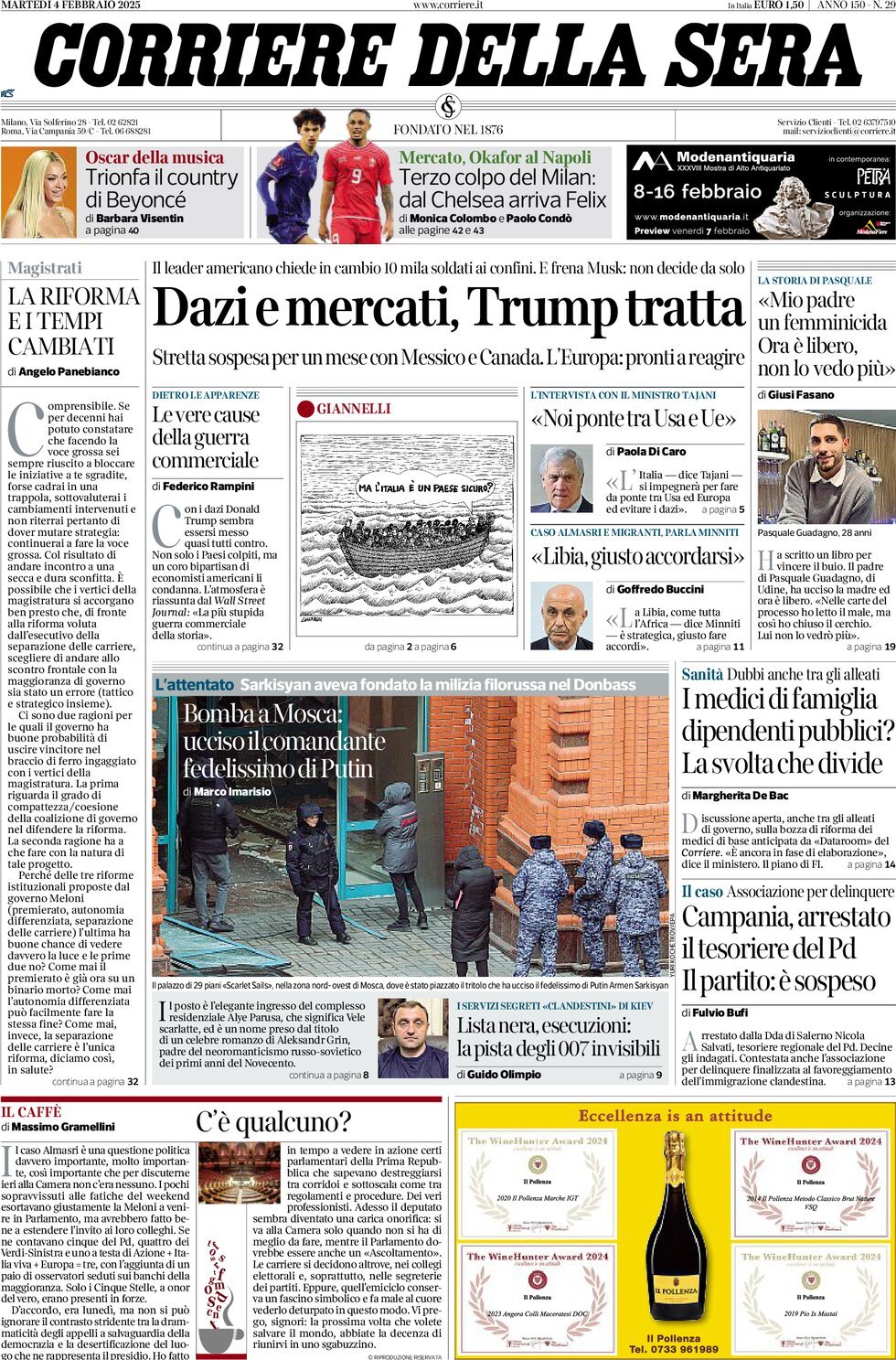 Prima-pagina-del-corriere-della-sera-edizione-di-oggi-04-02-2025