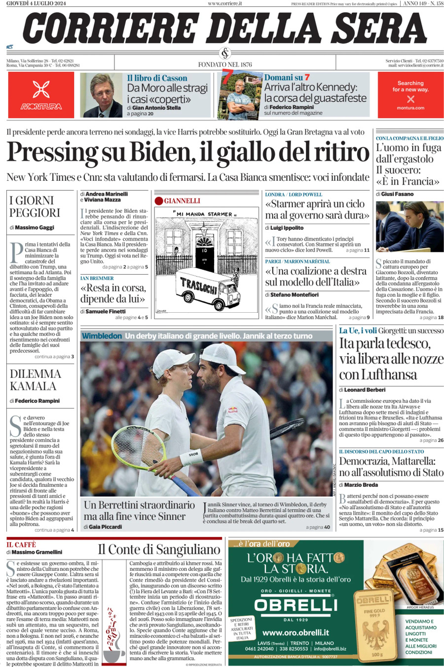 Prima-pagina-del-corriere-della-sera-edizione-di-oggi-04-07-2024