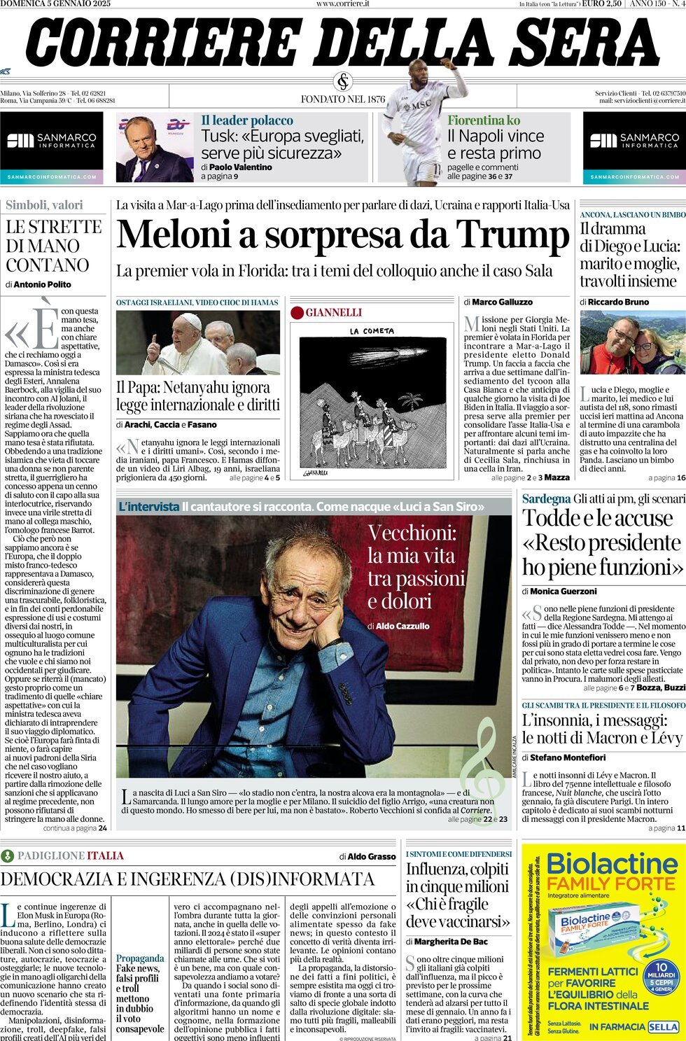 Prima-pagina-del-corriere-della-sera-edizione-di-oggi-05-01-2025