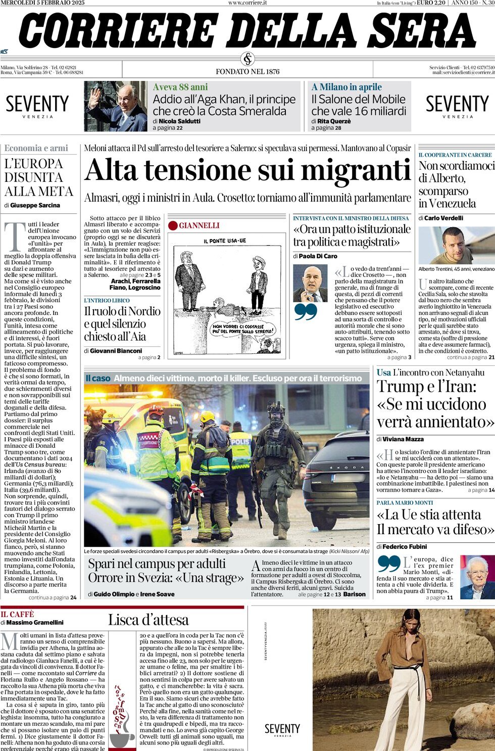 Prima-pagina-del-corriere-della-sera-edizione-di-oggi-05-02-2025