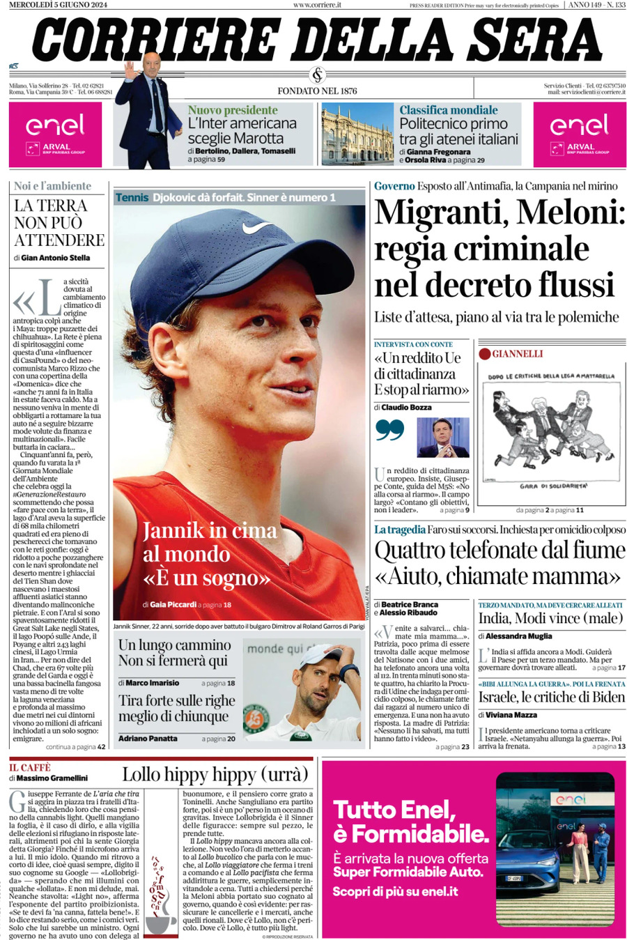 Prima-pagina-del-corriere-della-sera-edizione-di-oggi-05-06-2024