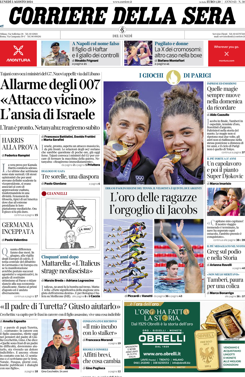 Prima-pagina-del-corriere-della-sera-edizione-di-oggi-05-08-2024