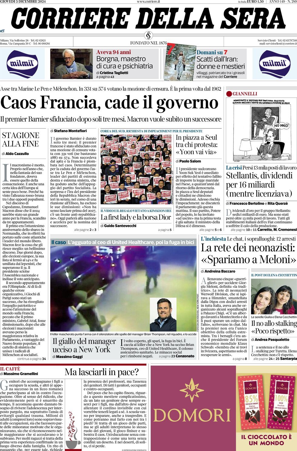 Prima-pagina-del-corriere-della-sera-edizione-di-oggi-05-12-2024